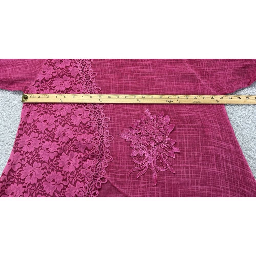 Made in Italy Womens L Pink Floral Lace Tunic Top Boho Lagenlook Romantic - Picture 8 of 10